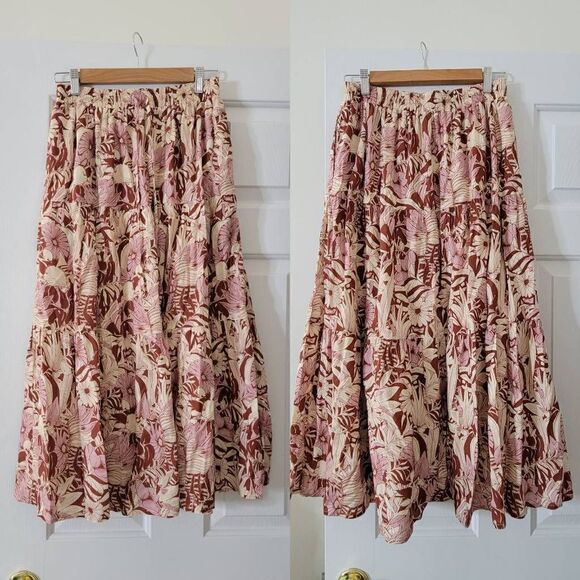TROVATA Bird of Paradise Makena Skirt, Canela Palm S $278 NWOT - Picture 4 of 10